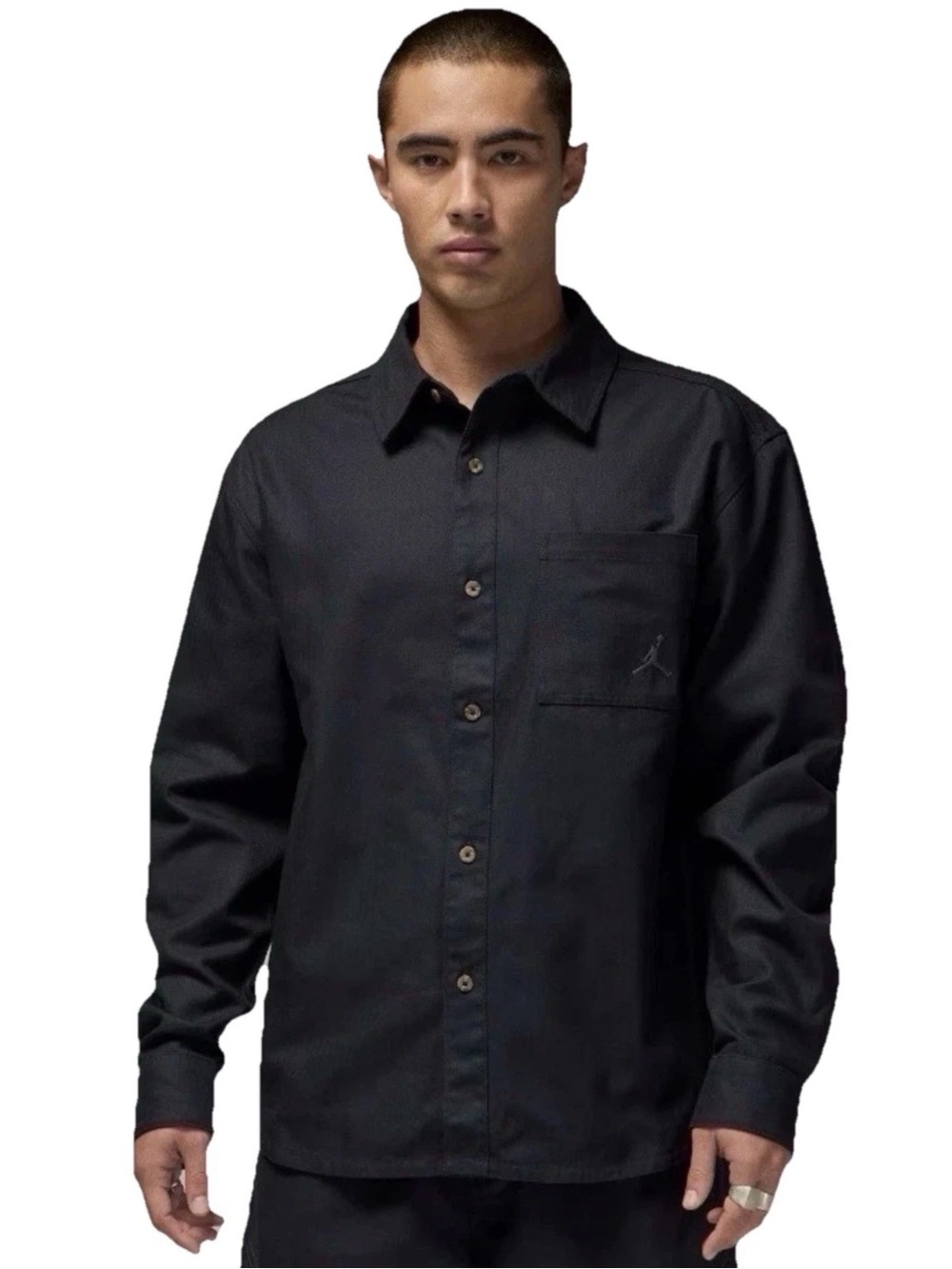 Air Jordan Essentials Button Down Shirt Mens Large Black Long Sleeve FV7446 010